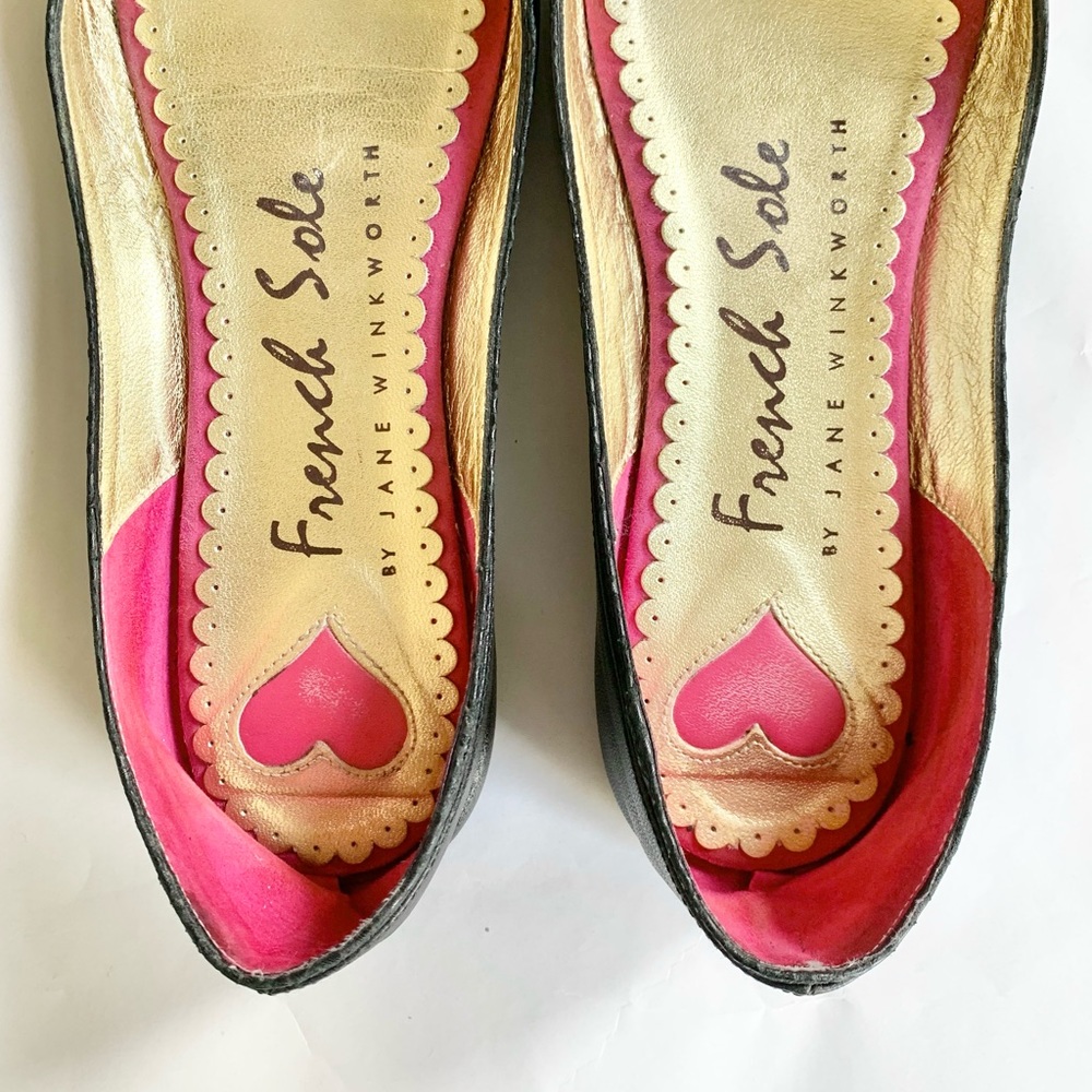 FRENCH SOLE Valentine Black Leather Flats - Picture 3 of 7